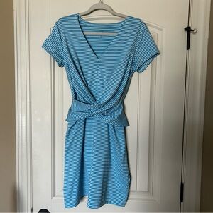 Vineyard Vines Sankaty Tie Dress Lightweight Jersey Stretch Blue Stripe SMALL
